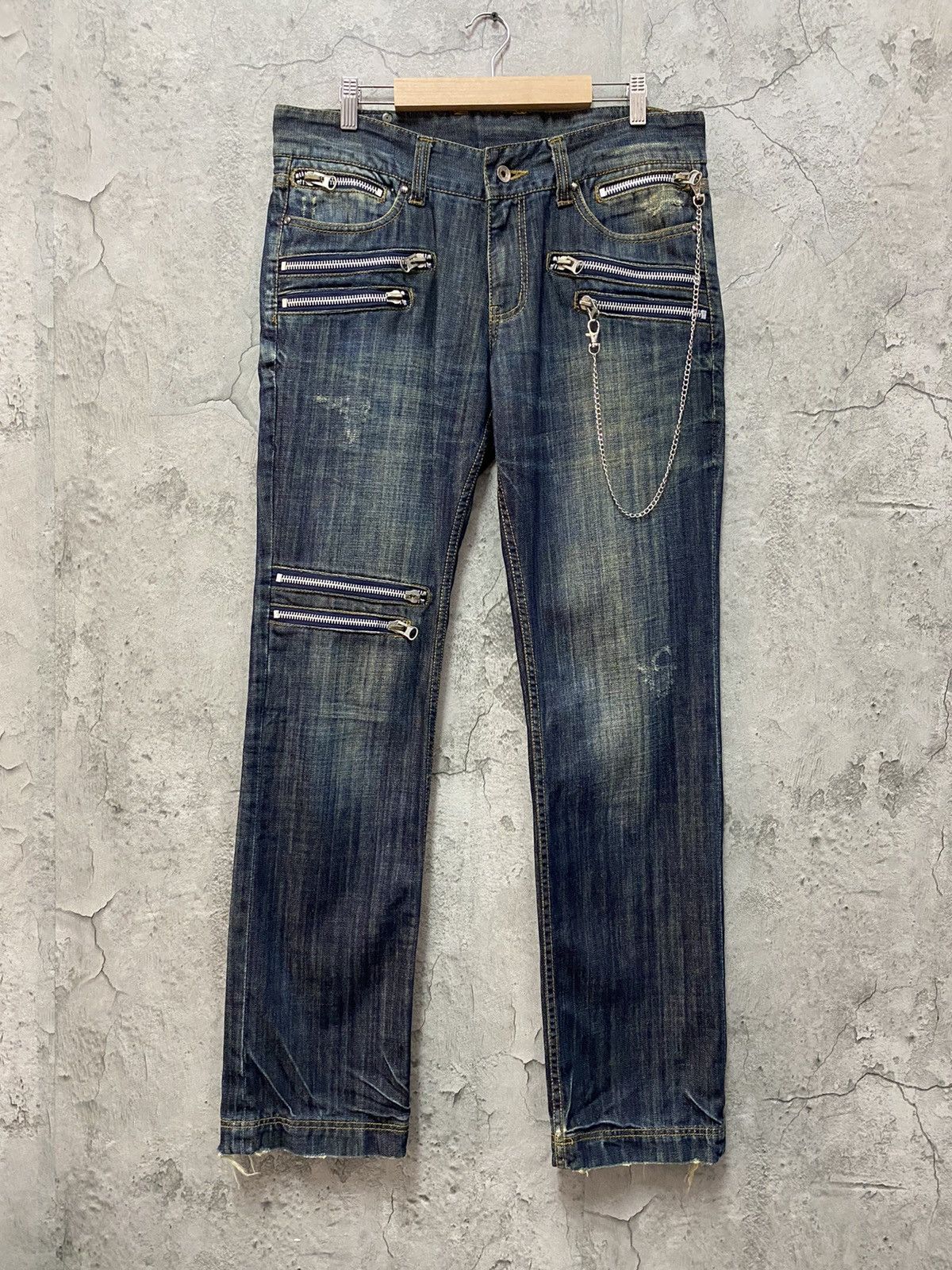 Japanese Brand Vintage Semantic Design Japan Bondage Zipper Denim Pants Size US 34 / EU 50 - 1 Thumbnail
