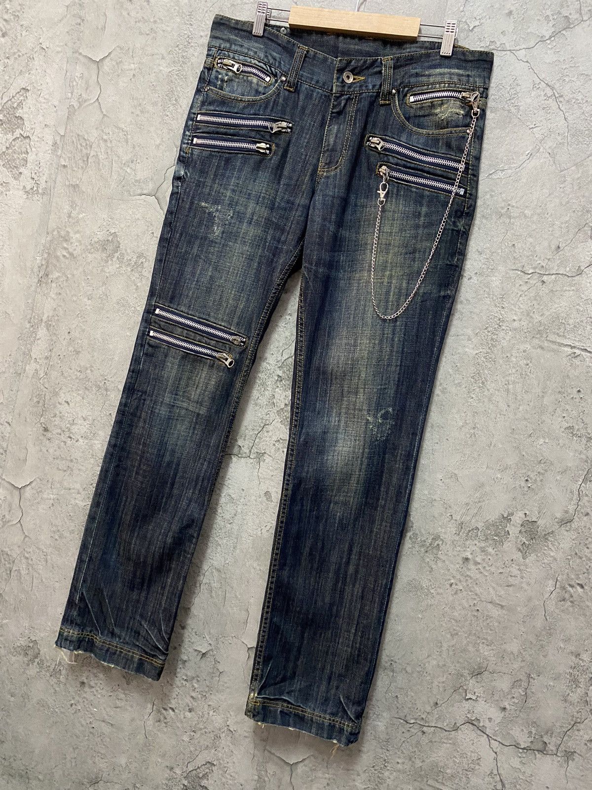 Japanese Brand Vintage Semantic Design Japan Bondage Zipper Denim Pants Size US 34 / EU 50 - 3 Thumbnail