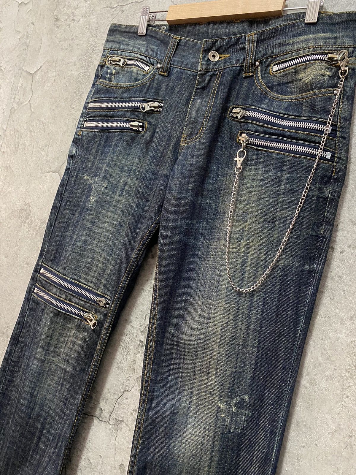 Japanese Brand Vintage Semantic Design Japan Bondage Zipper Denim Pants Size US 34 / EU 50 - 10 Thumbnail