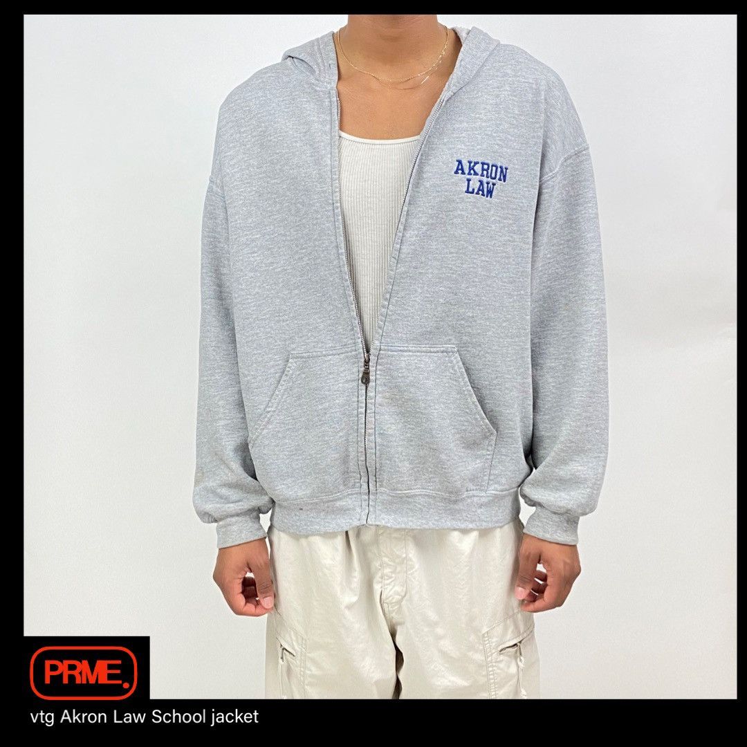 Gildan × Vintage vintage Y2K AKRON LAW SCHOOL college spellout zip-up jacket Size US L / EU 52-54 / 3 - 1 Thumbnail