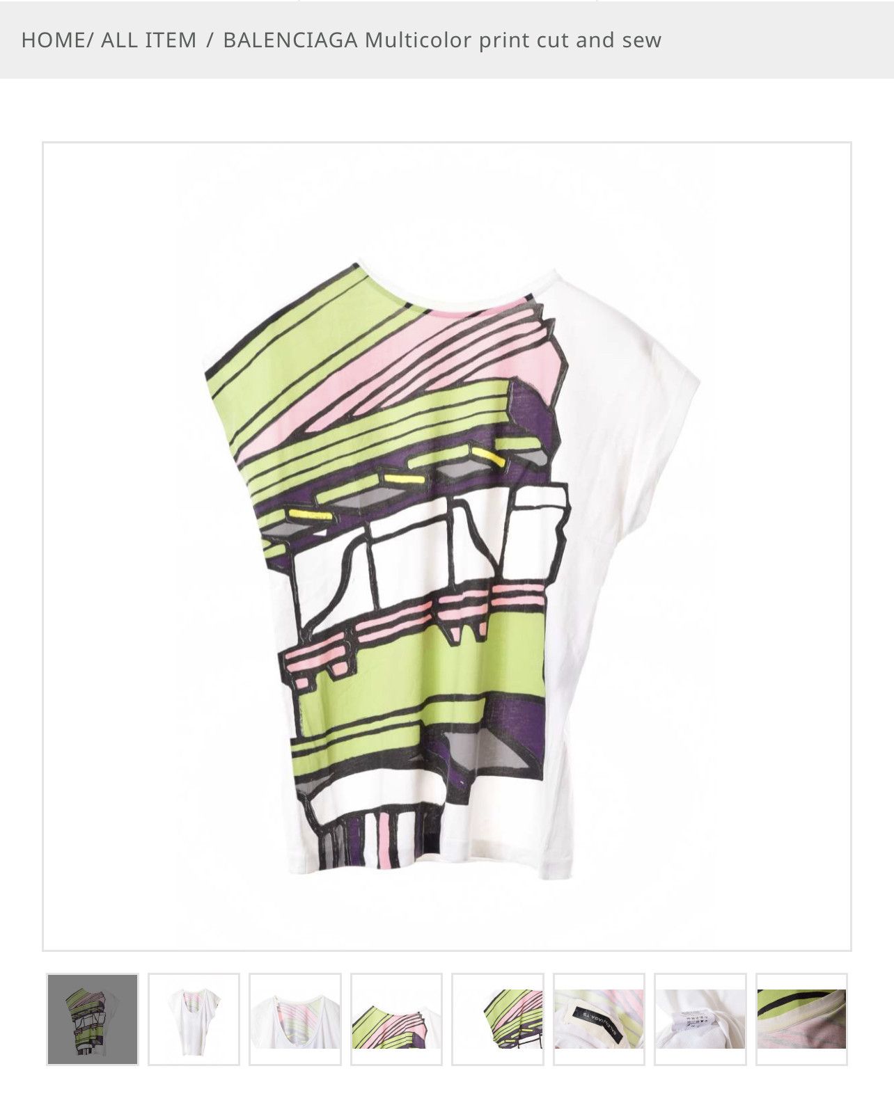 image of Balenciaga - Multi Color Print Tee in White, Women's (Size XS)