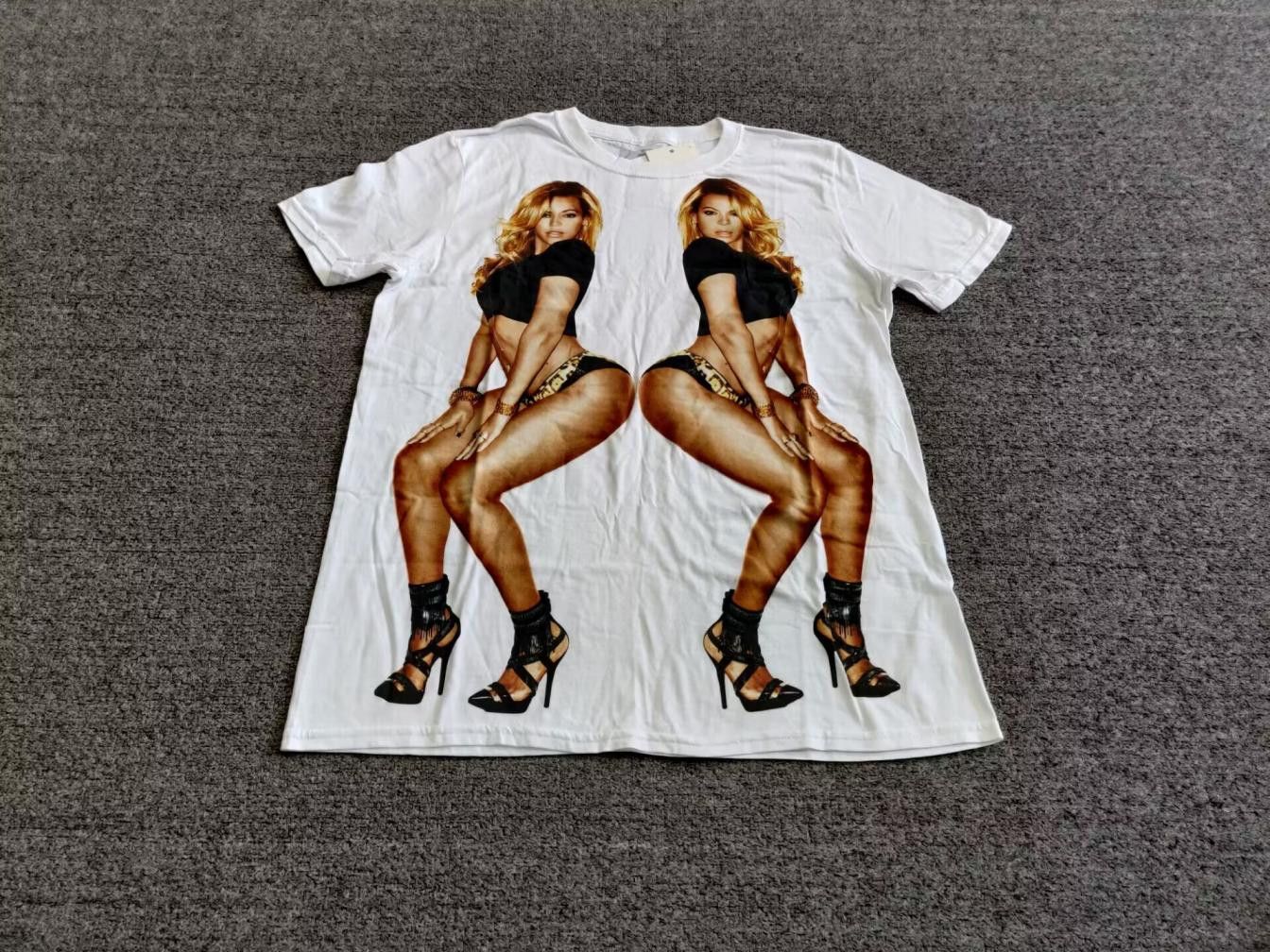 Beyonce Mirror Graphic Printed T-shirt Medium White 2013