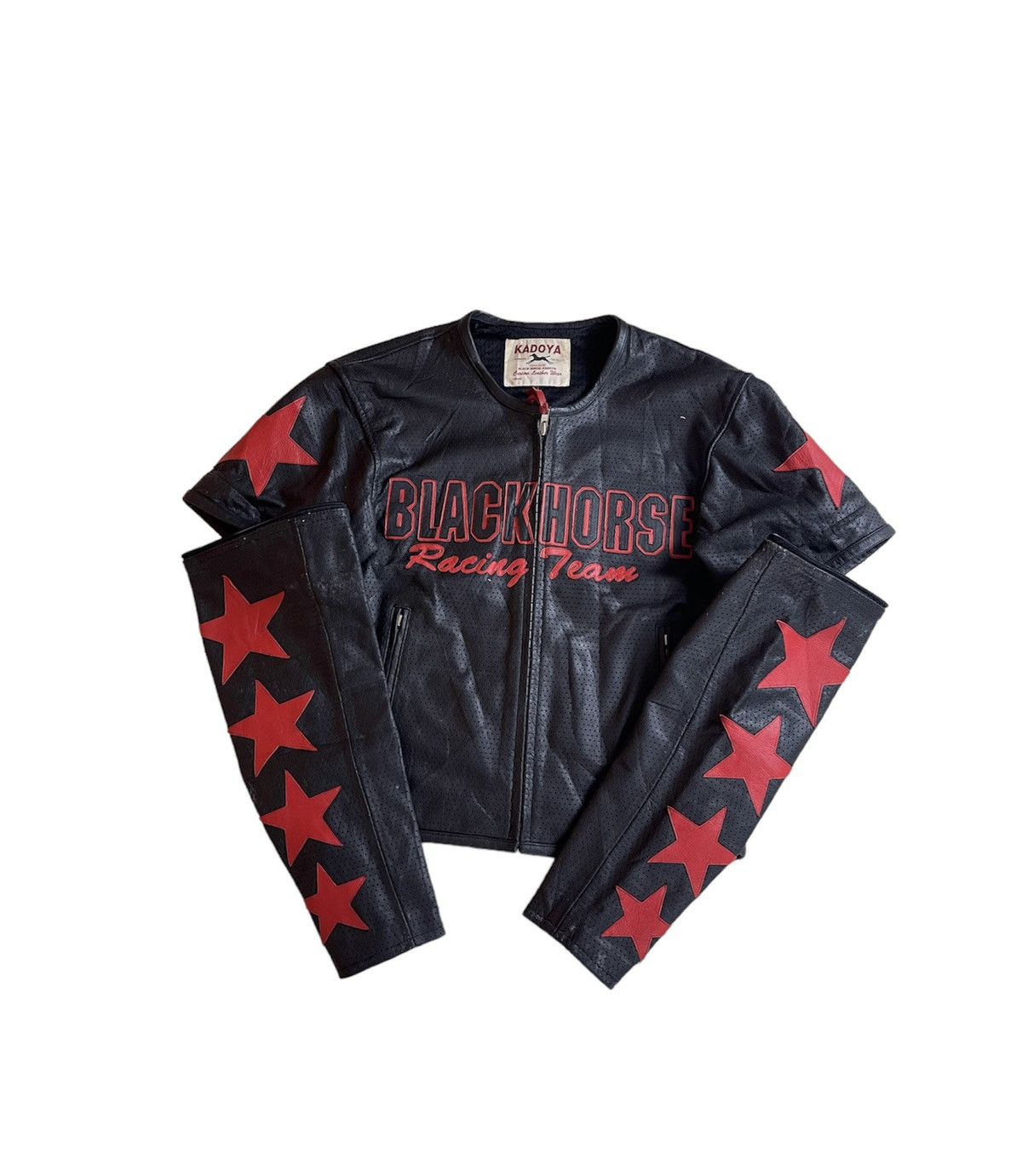 🔥Vintage 90''s Kadoya “Black Horse” Perforated Biker Jacket