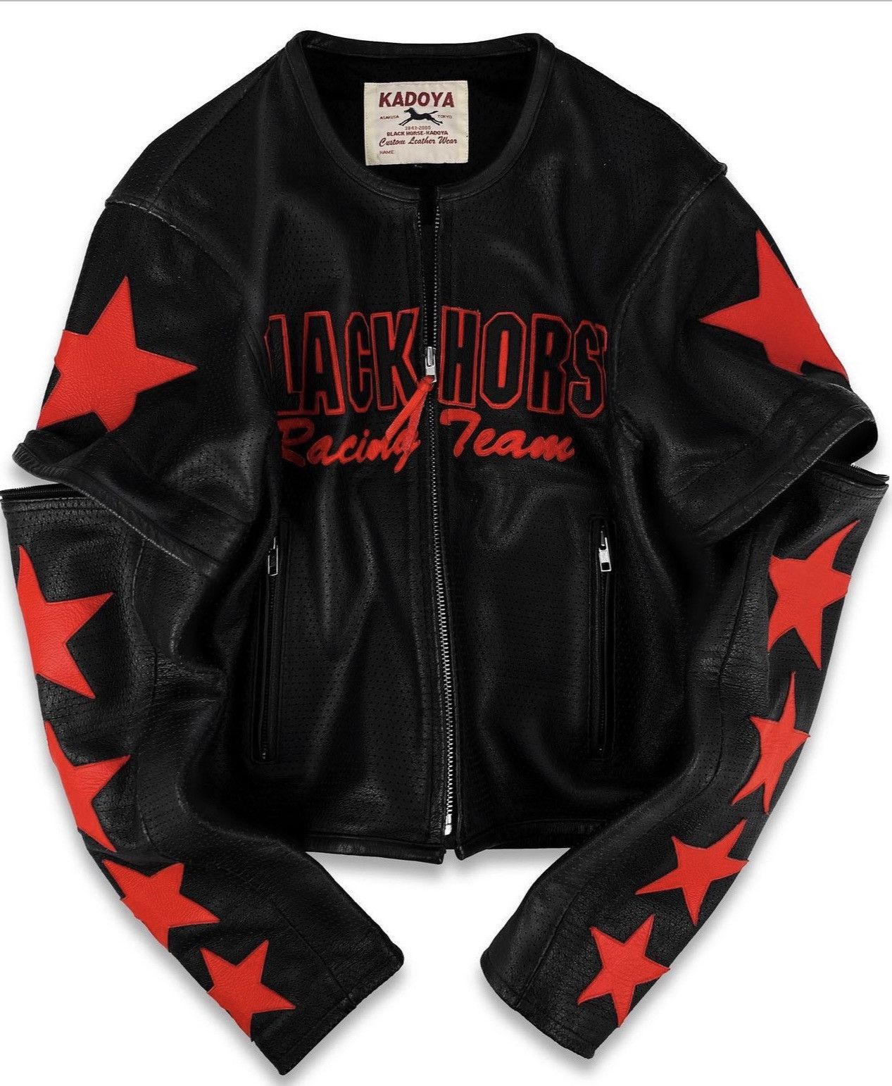 🔥Vintage 90''s Kadoya “Black Horse” Perforated Biker Jacket