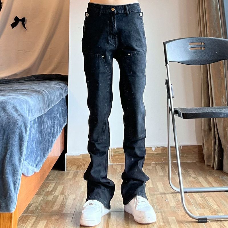 faded grunge double knee flared jeans