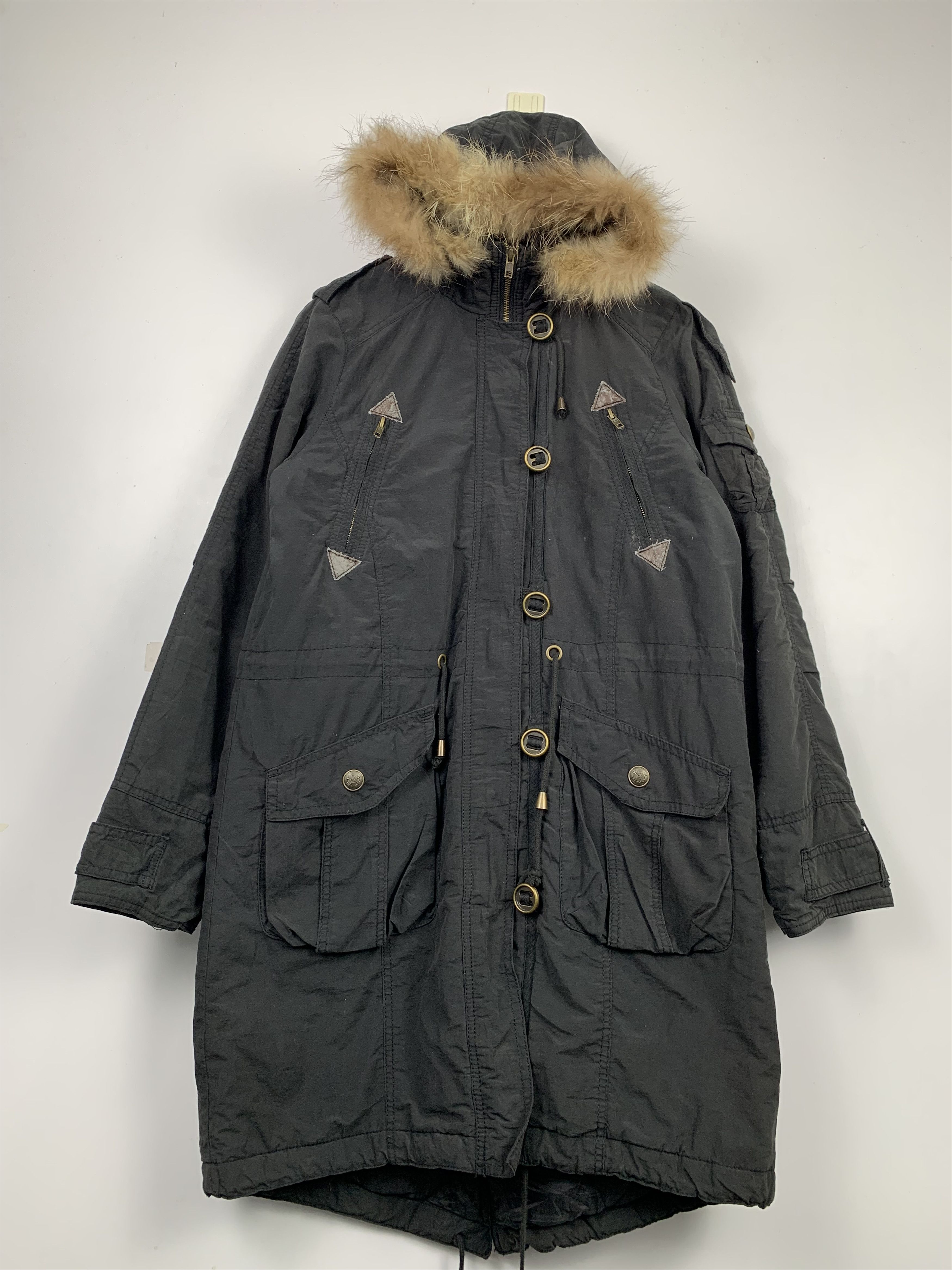image of Vintage Sorridere Fur Collar Parkas in Black, Men's (Size Small)