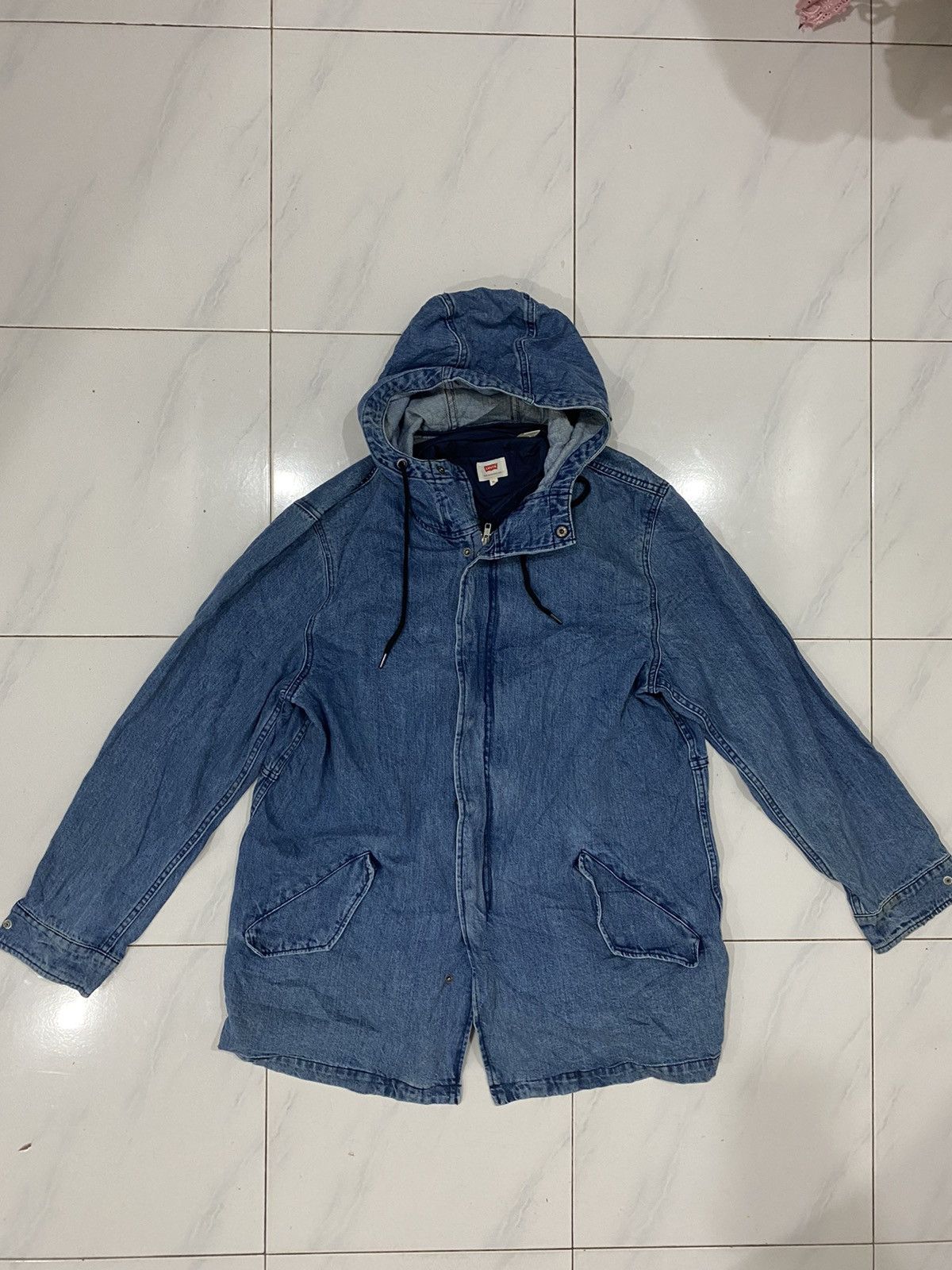 Levi's Script Levi’s Hoodie Denim Coat Size US XL / EU 56 / 4 - 6 Thumbnail