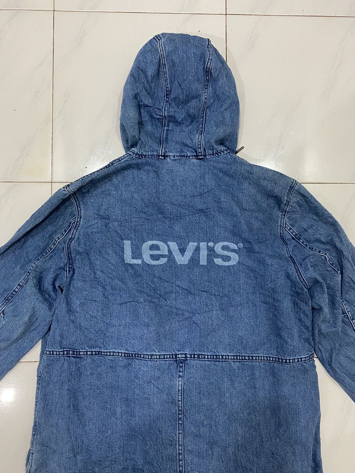 Levi's Script Levi’s Hoodie Denim Coat Size US XL / EU 56 / 4 - 2 Thumbnail