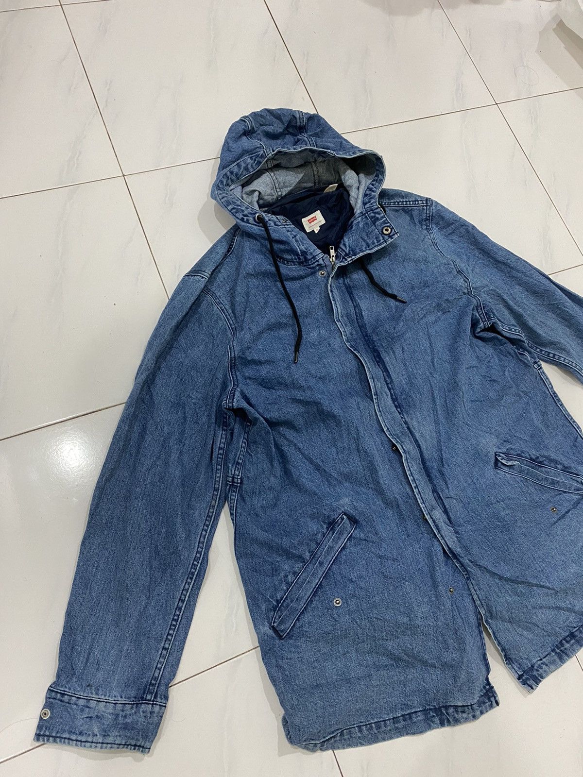 Levi's Script Levi’s Hoodie Denim Coat Size US XL / EU 56 / 4 - 5 Thumbnail