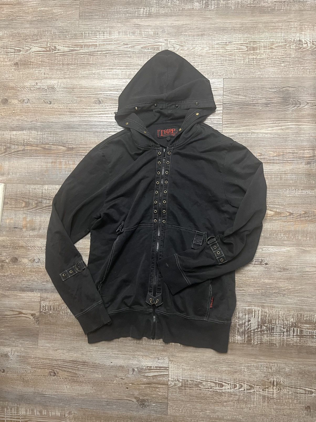 1990's tripp nyc bondage zip up hoodie