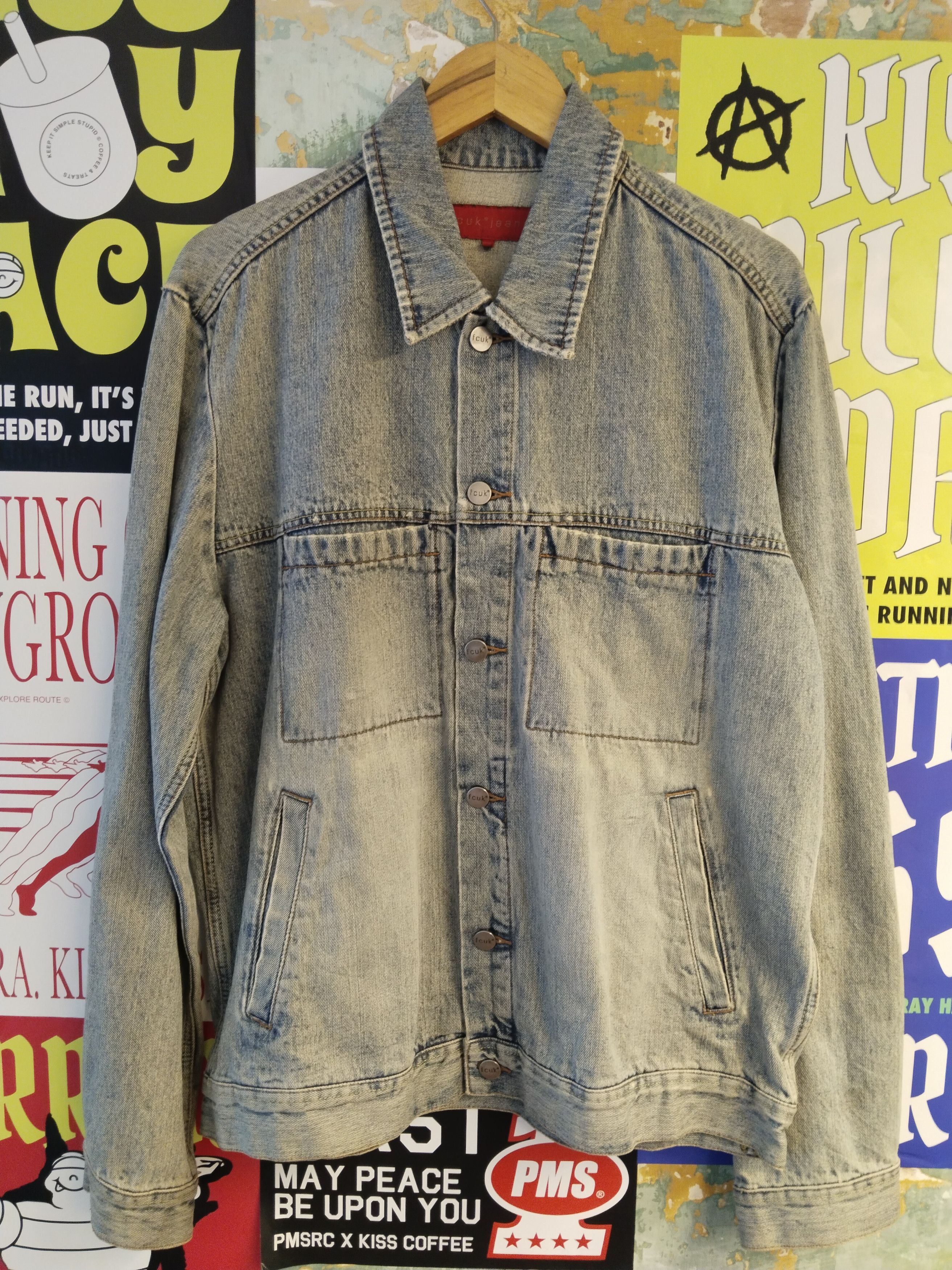image of Denim Jacket x Fcuk Vintage Fcuk Trucker Jacket in Denim/Grey, Men's (Size Medium)