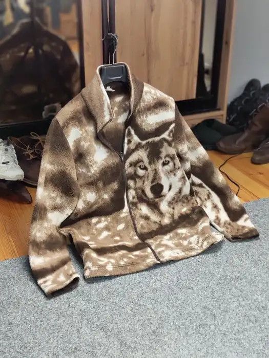 Japanese Brand Vintage 90's Fleece Zip Light Jacket Art Brown Wolf Hype Size US S / EU 44-46 / 1 - 9 Thumbnail