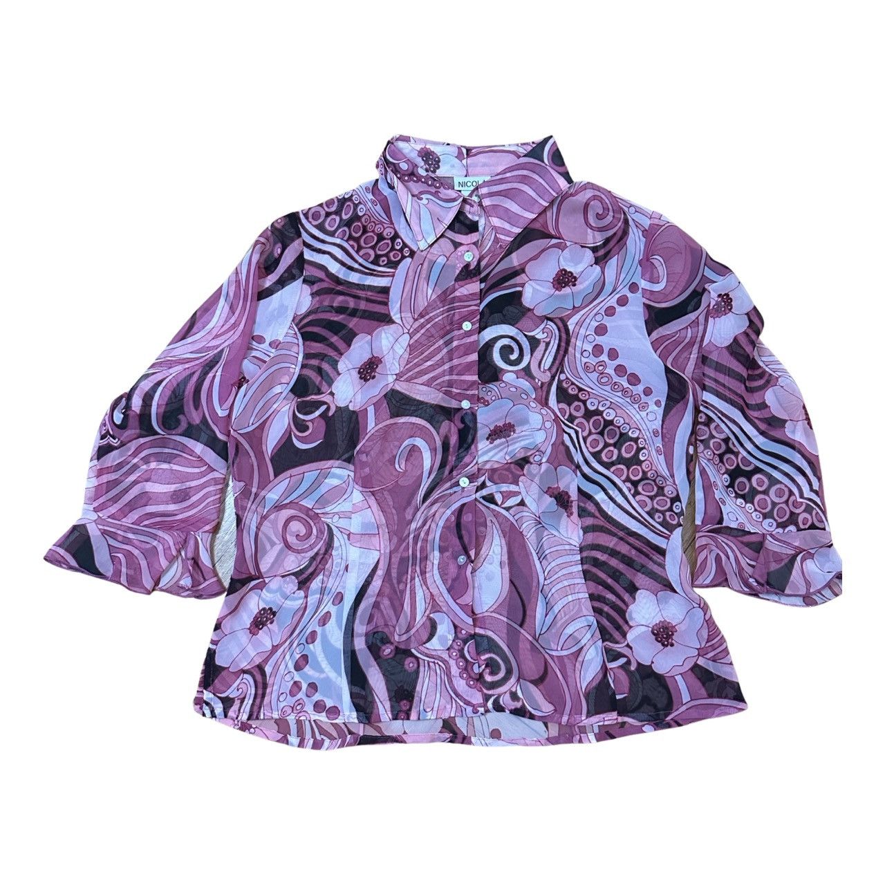 Vintage VINTAGE NICOLA PINK FAUX PUCCI PRINT SEMI SHEER TOP_MEDIUM Size M / US 6-8 / IT 42-44 - 6 Thumbnail