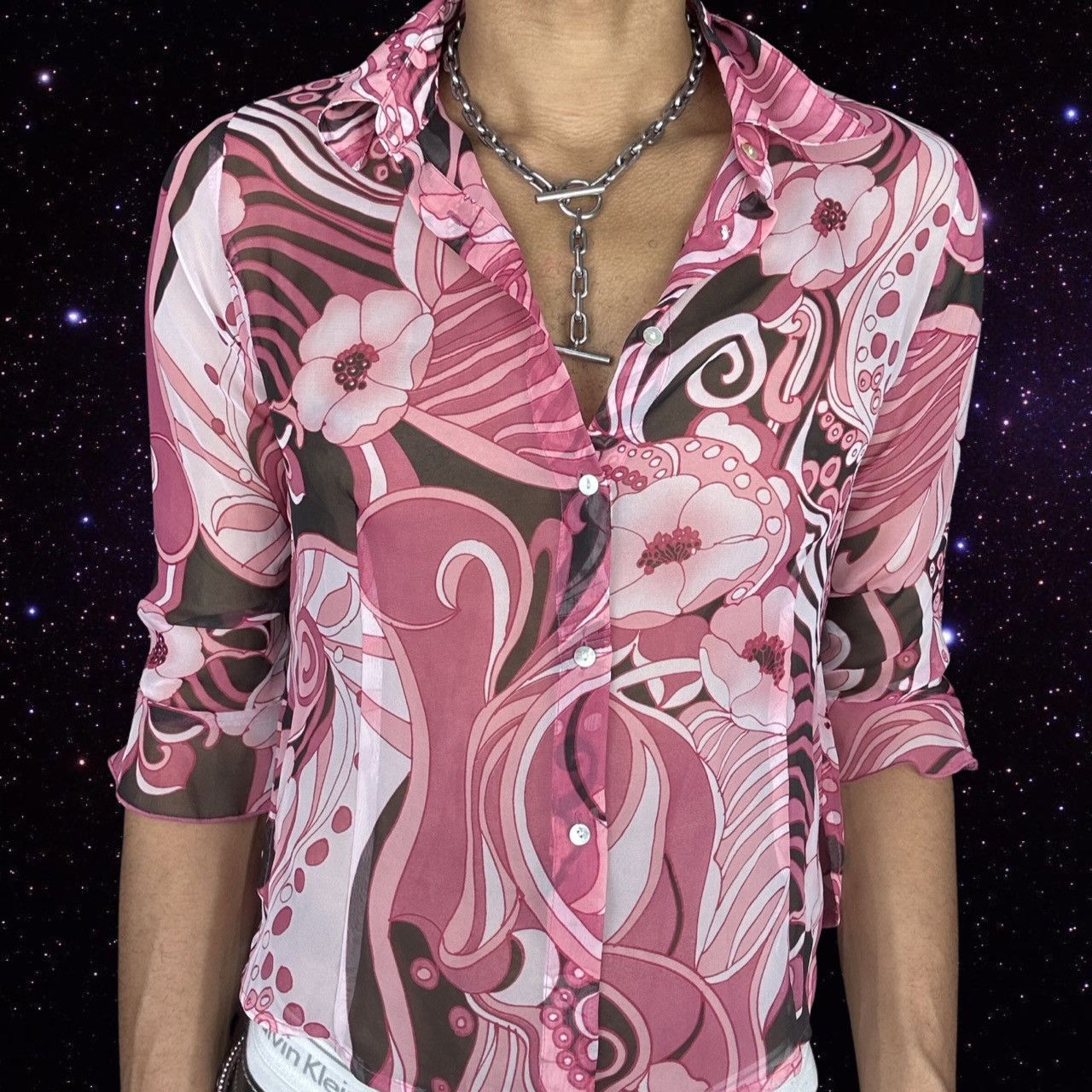 Vintage VINTAGE NICOLA PINK FAUX PUCCI PRINT SEMI SHEER TOP_MEDIUM Size M / US 6-8 / IT 42-44 - 2 Thumbnail