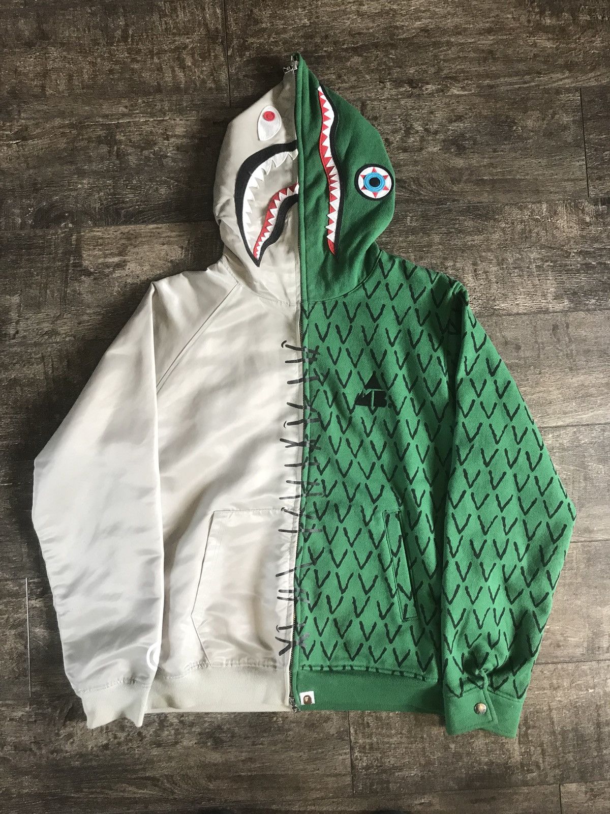 Ambush Design × Bape Bape x Ambush Split Shark Alligator Hoodie