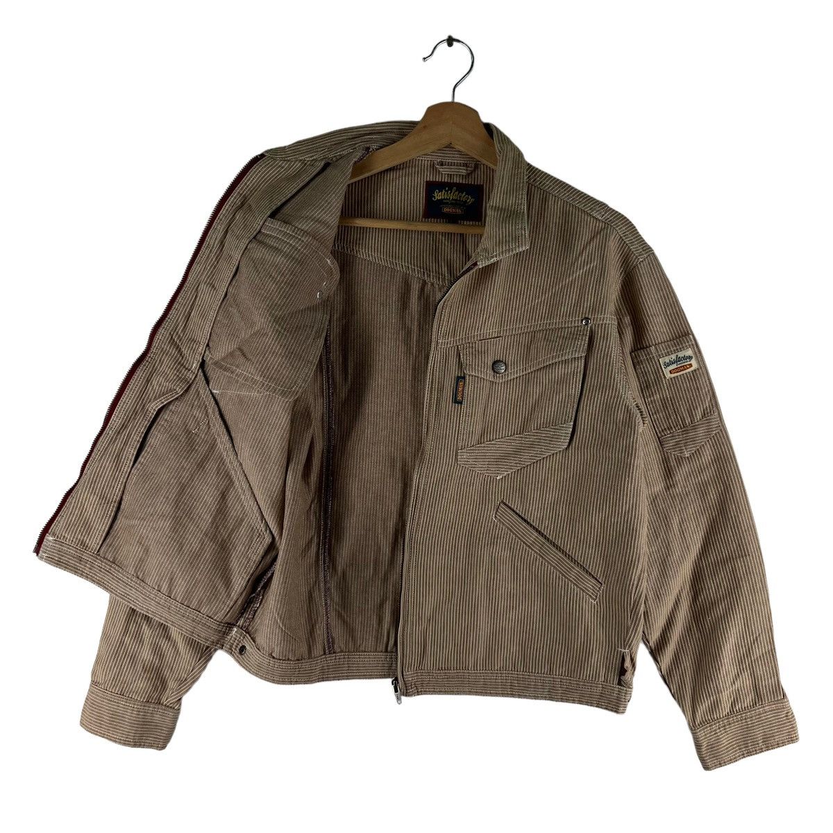 Japanese Brand VINTAGE BOMBER HIKORY CHORE JACKET DOGMAN SUGAR CANE DESIGN Size US L / EU 52-54 / 3 - 8 Thumbnail