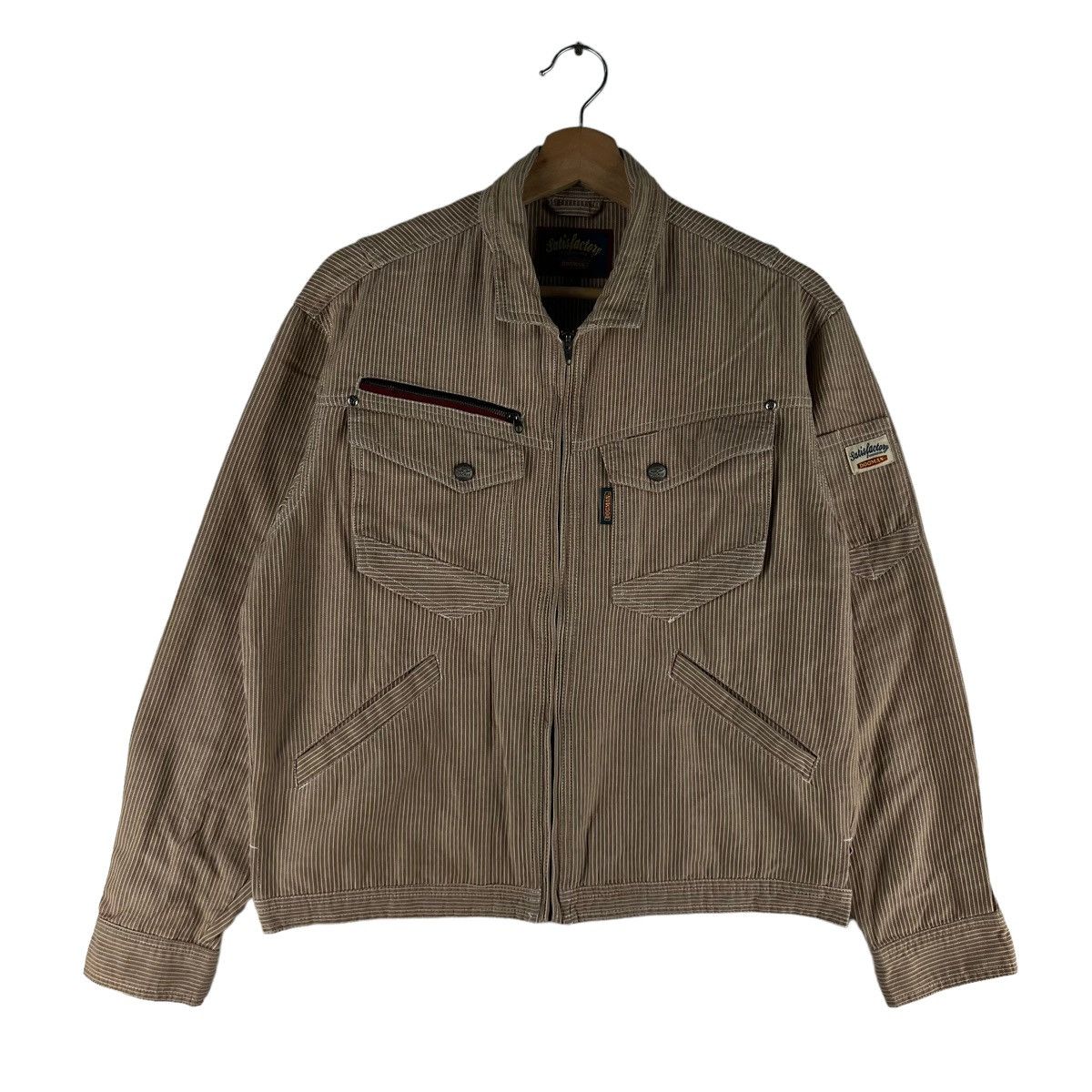 Japanese Brand VINTAGE BOMBER HIKORY CHORE JACKET DOGMAN SUGAR CANE DESIGN Size US L / EU 52-54 / 3 - 1 Thumbnail