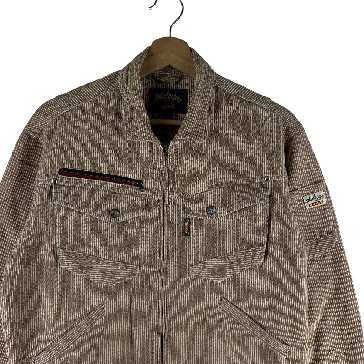 Japanese Brand VINTAGE BOMBER HIKORY CHORE JACKET DOGMAN SUGAR CANE DESIGN Size US L / EU 52-54 / 3 - 2 Thumbnail