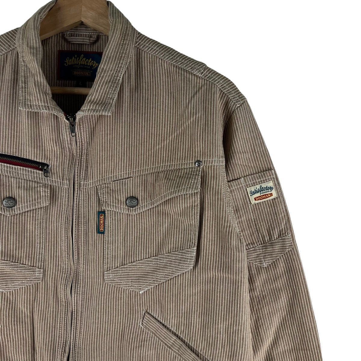 Japanese Brand VINTAGE BOMBER HIKORY CHORE JACKET DOGMAN SUGAR CANE DESIGN Size US L / EU 52-54 / 3 - 4 Thumbnail