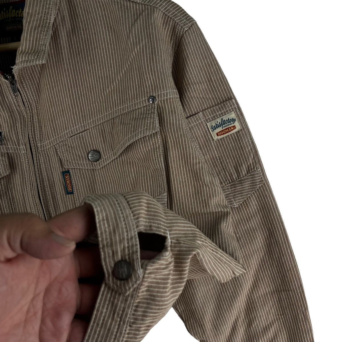 Japanese Brand VINTAGE BOMBER HIKORY CHORE JACKET DOGMAN SUGAR CANE DESIGN Size US L / EU 52-54 / 3 - 5 Thumbnail