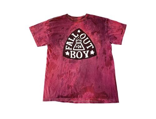 image of Band Tees x Rock T Shirt 90's Fall Out For Boy Tie Dye Bleach Design Printed Tee, Men's (Size Mediu