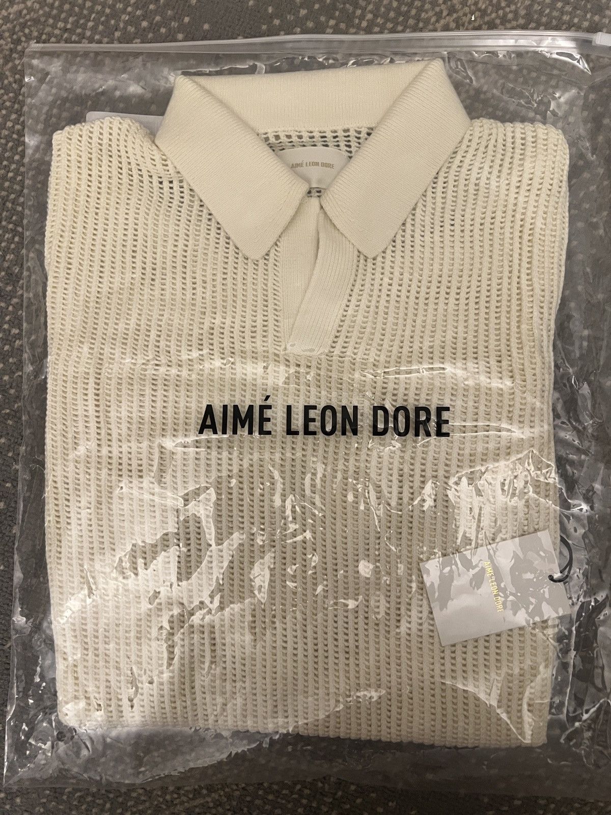 Aime Leon Dore New Aime Leon Dore Mesh Knit Polo Size XS ivory ss23 Size US XS / EU 42 / 0 - 1 Thumbnail