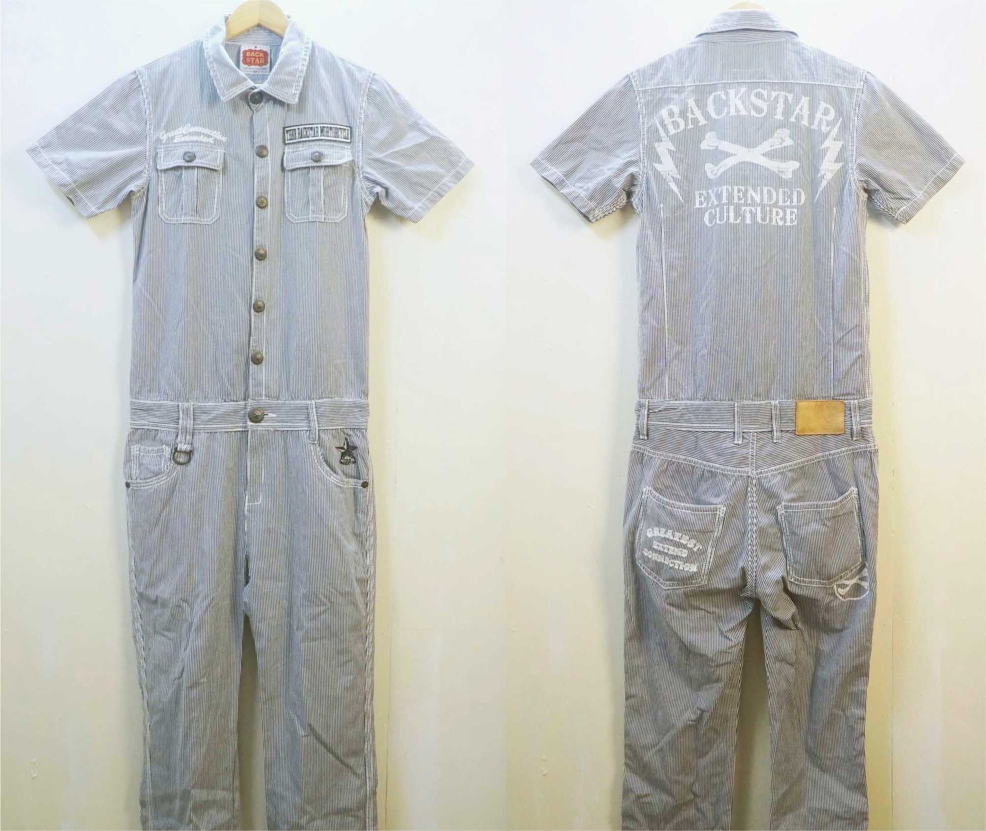image of Workers Back Star Hickory Stripes Short Sleeves Coverall in Navy/White, Men's (Size 32)