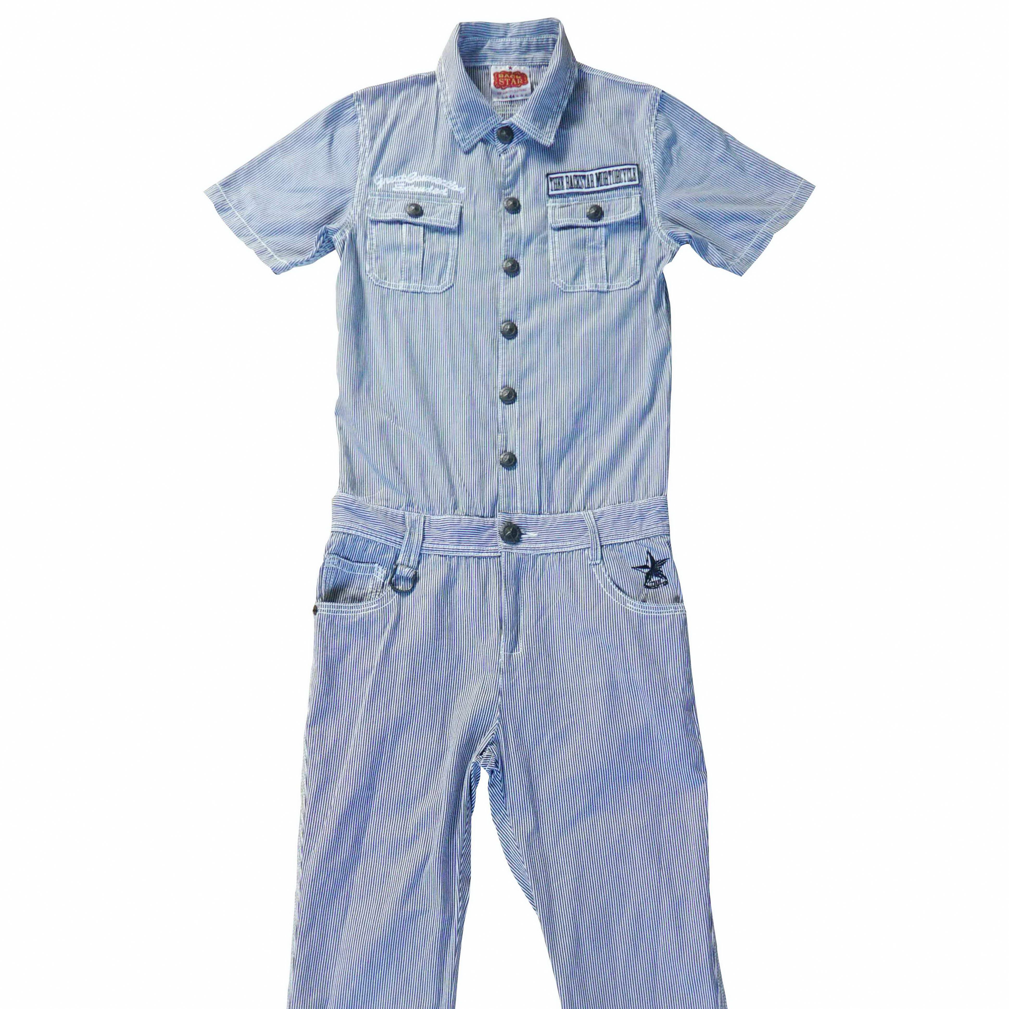 Japanese Brand BACK STAR Hickory Stripes Short Sleeves Coverall Size US 32 / EU 48 - 2 Thumbnail