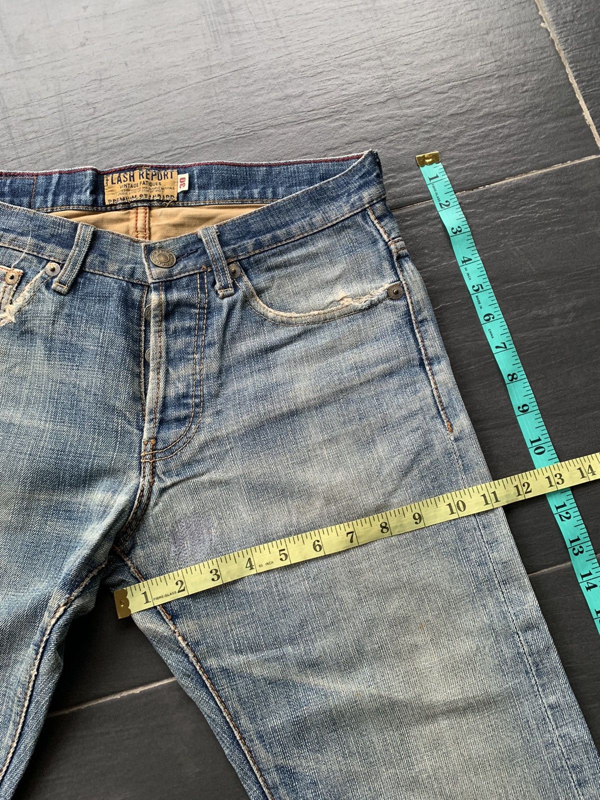 Japanese Brand Vintage Flash Report Selvedge Distressed Denim Size US 31 - 17 Thumbnail