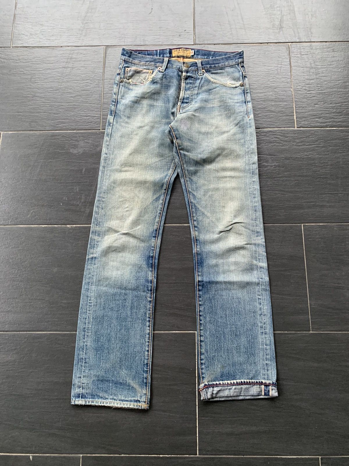 Japanese Brand Vintage Flash Report Selvedge Distressed Denim Size US 31 - 1 Thumbnail