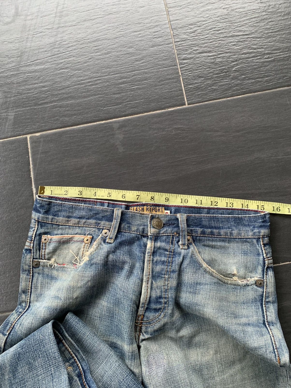 Japanese Brand Vintage Flash Report Selvedge Distressed Denim Size US 31 - 16 Thumbnail