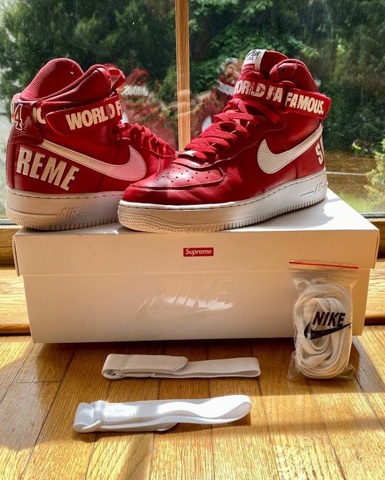 Air force 1 high supreme sales world famous red