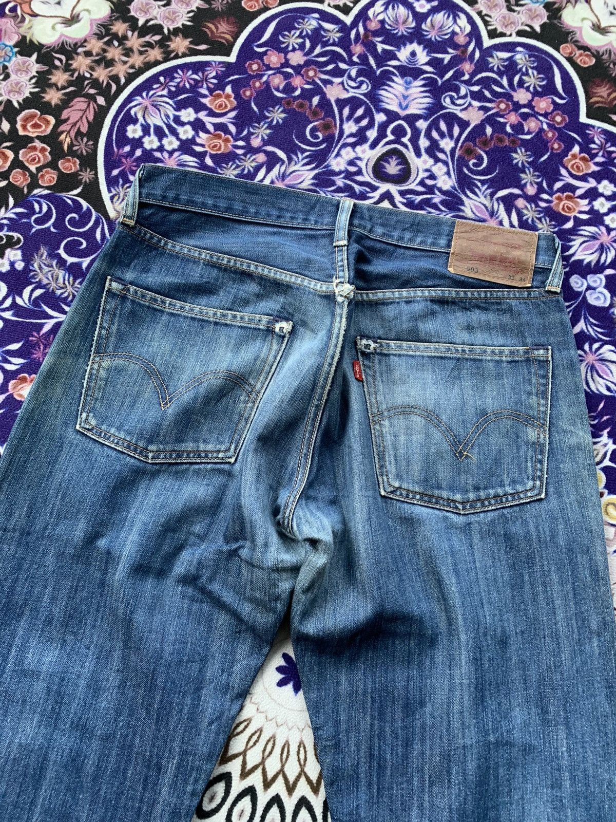 Levi's Vintage Clothing Levis 503 Faded Distressed Denim Size US 35 - 12 Thumbnail