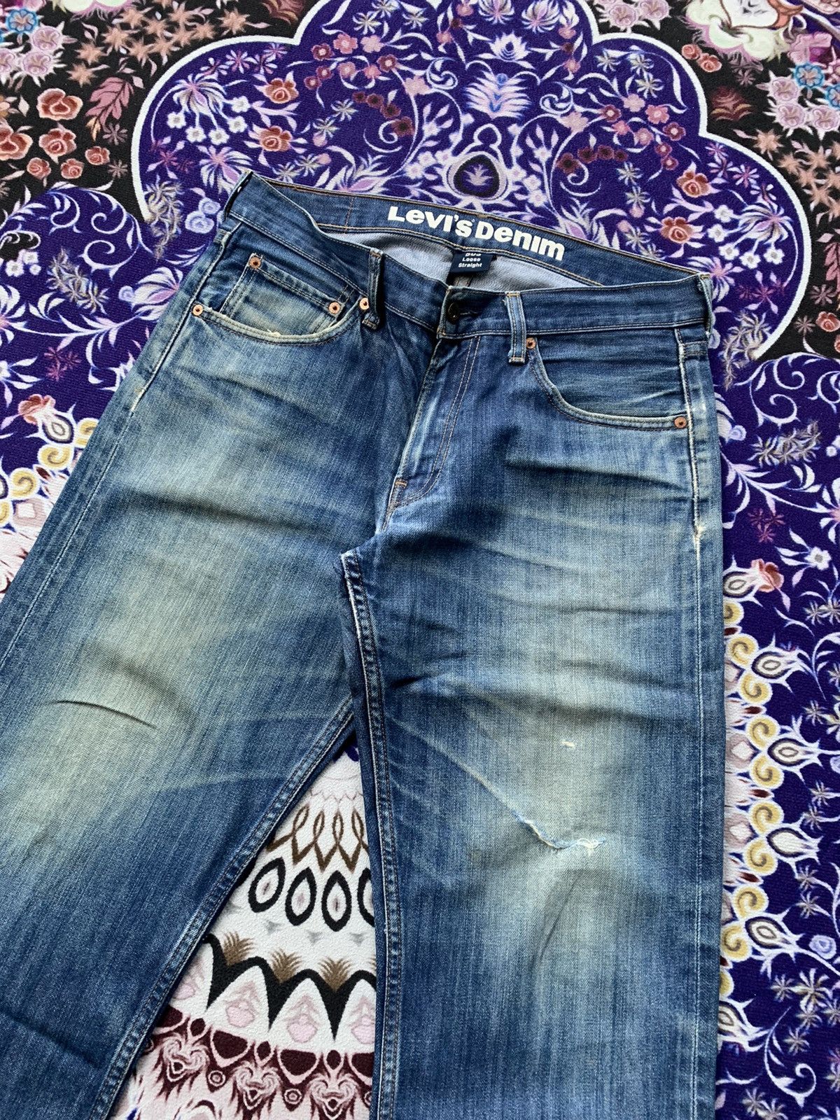 Levi's Vintage Clothing Levis 503 Faded Distressed Denim Size US 35 - 4 Thumbnail