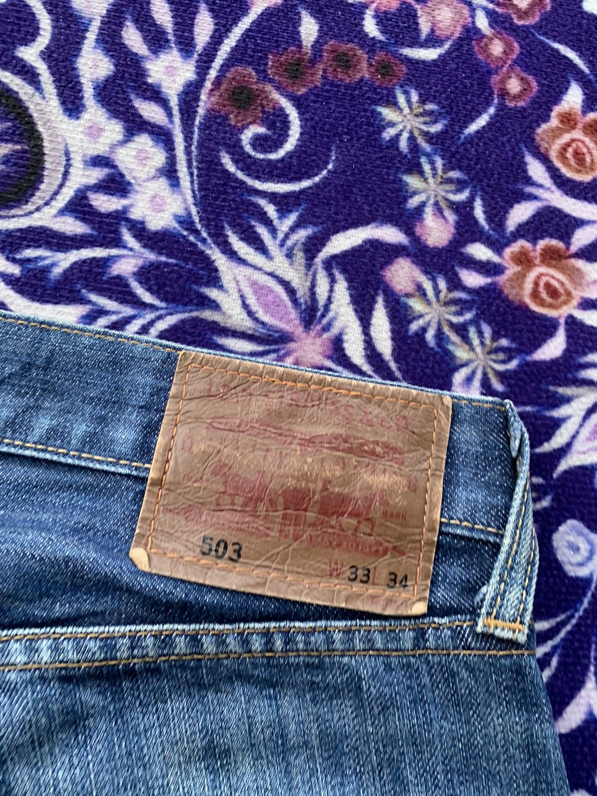 Levi's Vintage Clothing Levis 503 Faded Distressed Denim Size US 35 - 14 Thumbnail