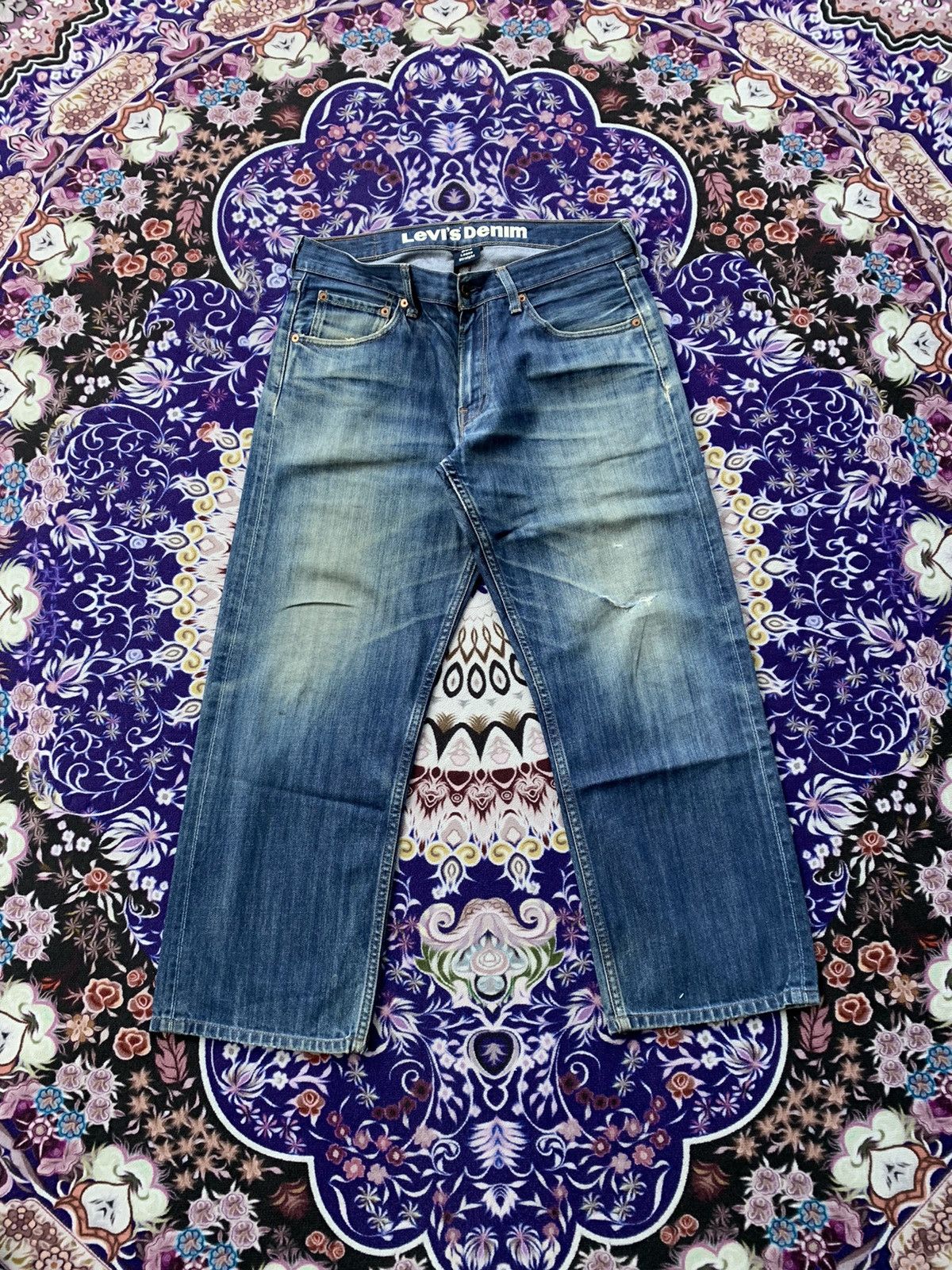 Levi's Vintage Clothing Levis 503 Faded Distressed Denim Size US 35 - 1 Thumbnail