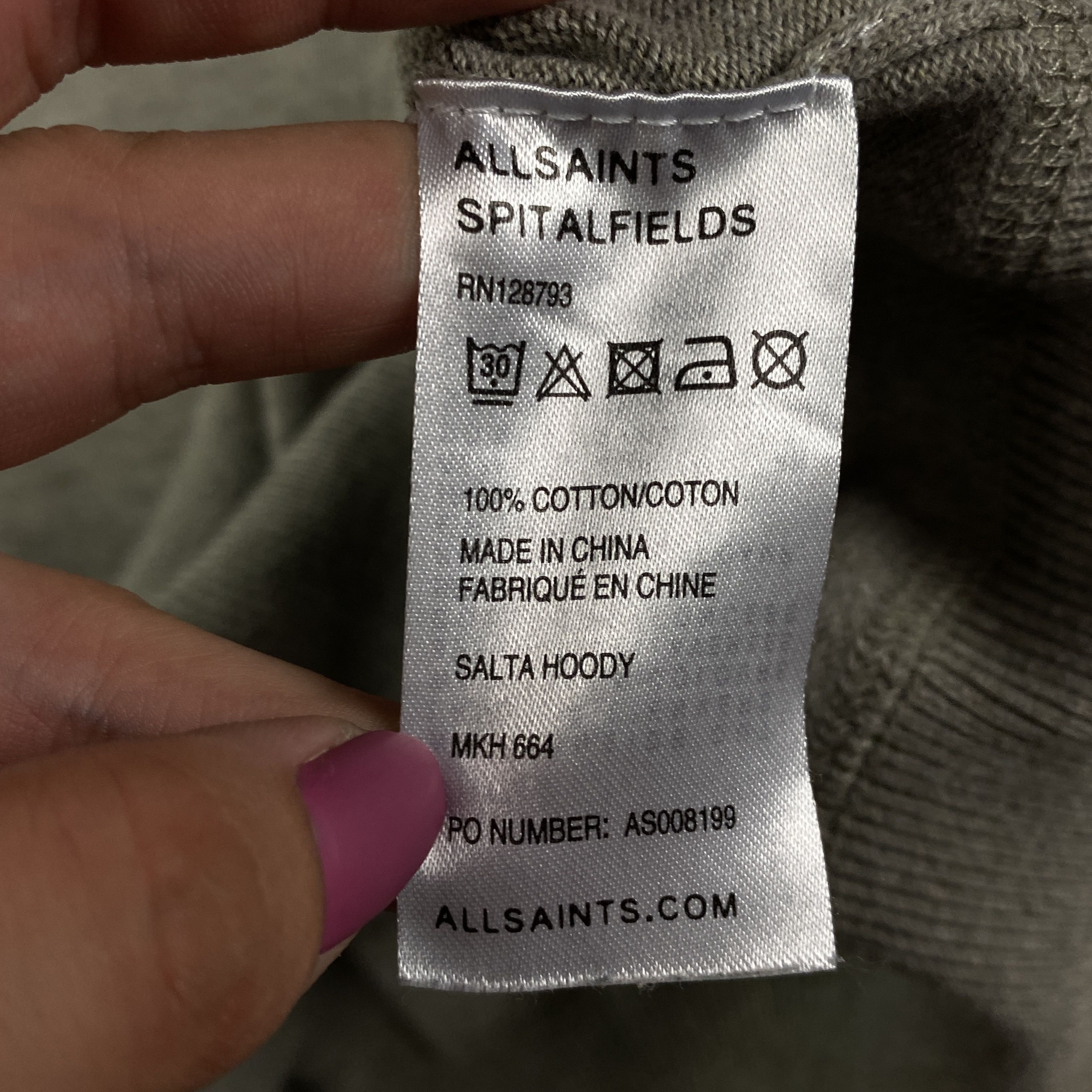 Allsaints Mens Salta Hoody Allsaints Spitalfields Size M Cotton Size US M / EU 48-50 / 2 - 6 Thumbnail