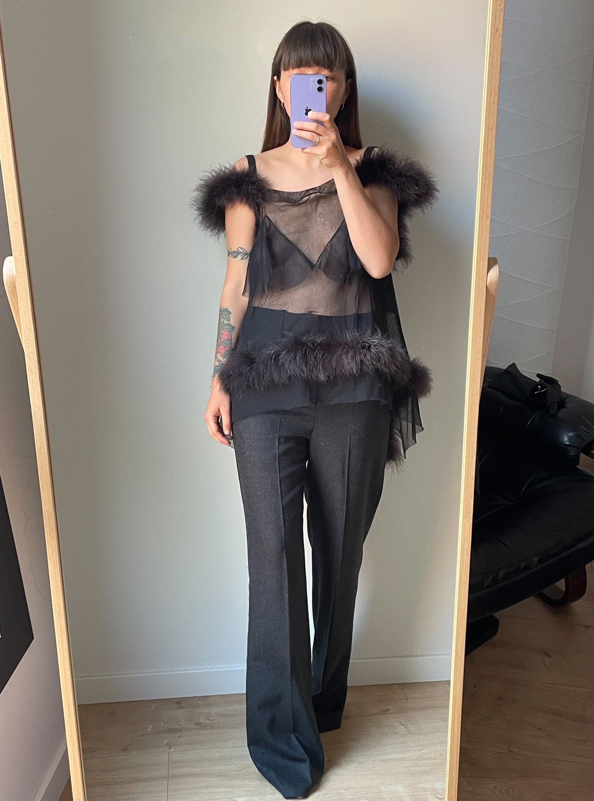 Maison Margiela 2015 FW ⚡️Maison Margiela Artisanal Fur Mesh Top Tank Shirt Size S / US 4 / IT 40 - 3 Thumbnail