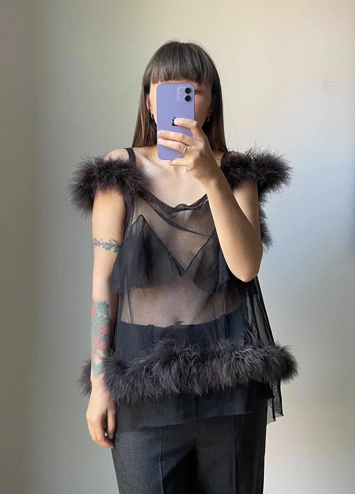 Maison Margiela 2015 FW ⚡️Maison Margiela Artisanal Fur Mesh Top Tank Shirt Size S / US 4 / IT 40 - 1 Thumbnail