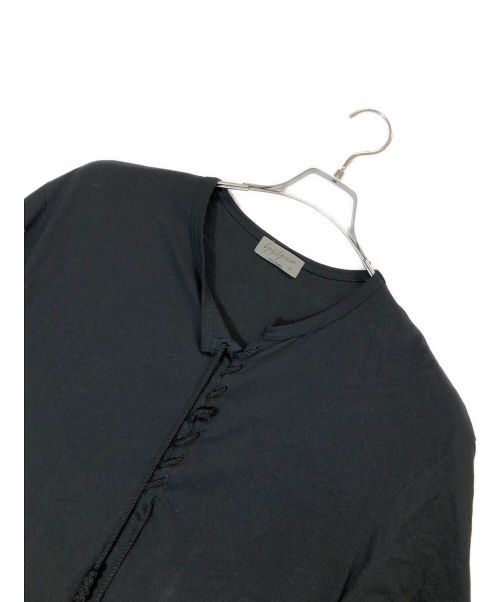 Yohji Yamamoto Lace-up round neck short sleeve T-shirt