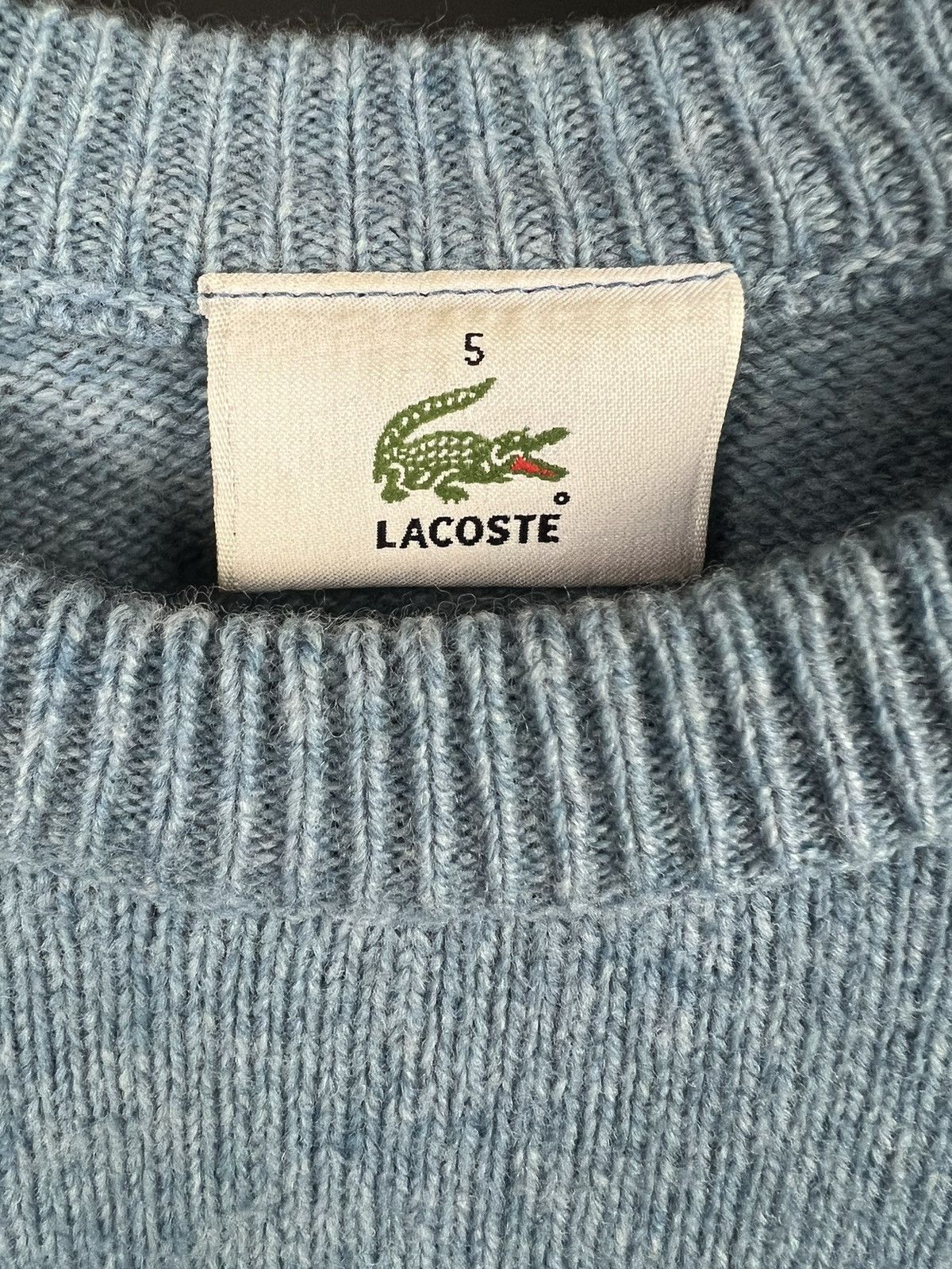 Lacoste × Vintage VTG Lacoste knitted sweatshirt light blue Size US L / EU 52-54 / 3 - 3 Thumbnail