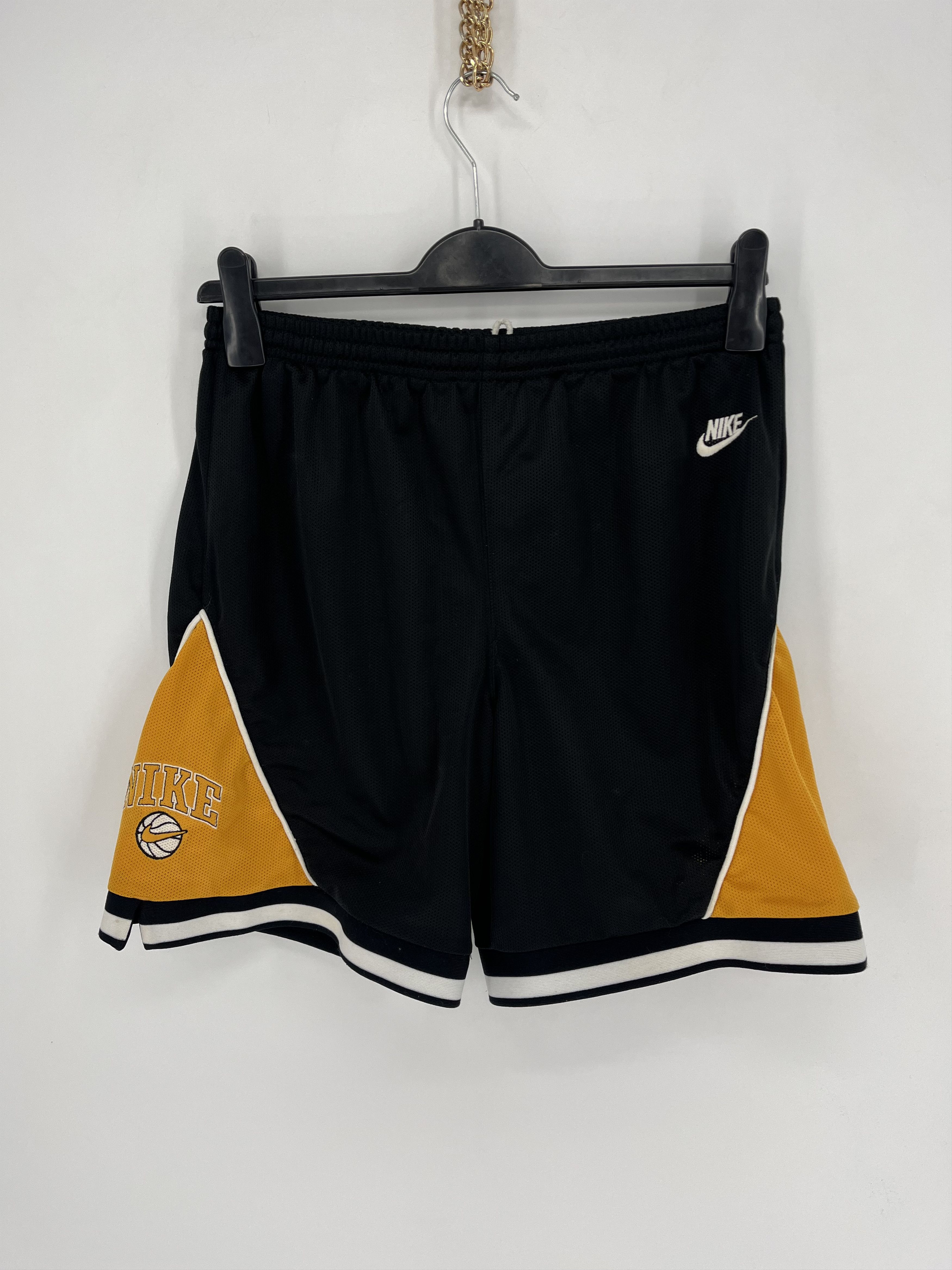 NBA × Nike × Vintage 90s Vintage Nike Black Nylon Mini Swoosh Shorts Travis Style Size US 30 / EU 46 - 1 Thumbnail