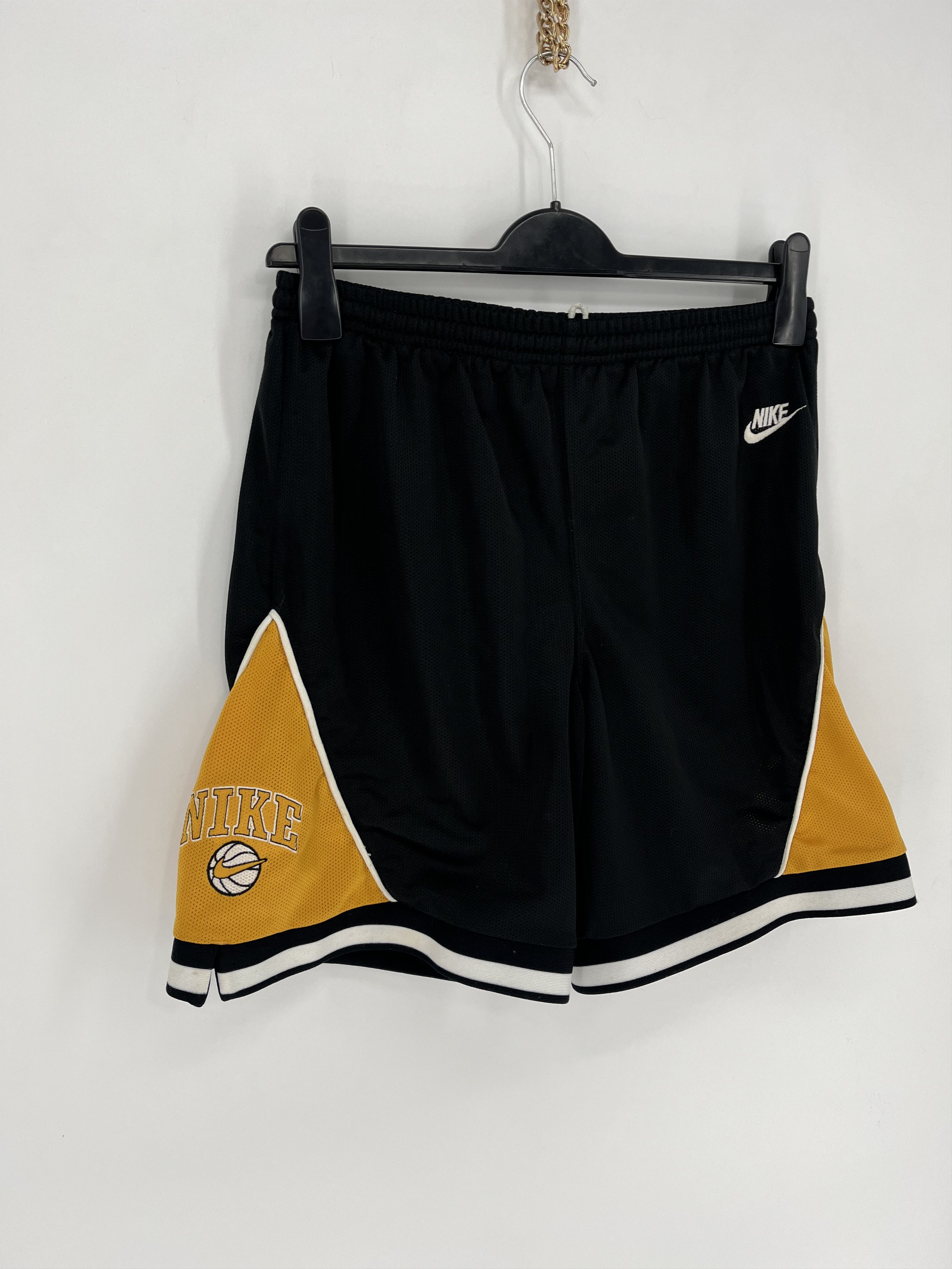 NBA × Nike × Vintage 90s Vintage Nike Black Nylon Mini Swoosh Shorts Travis Style Size US 30 / EU 46 - 2 Thumbnail