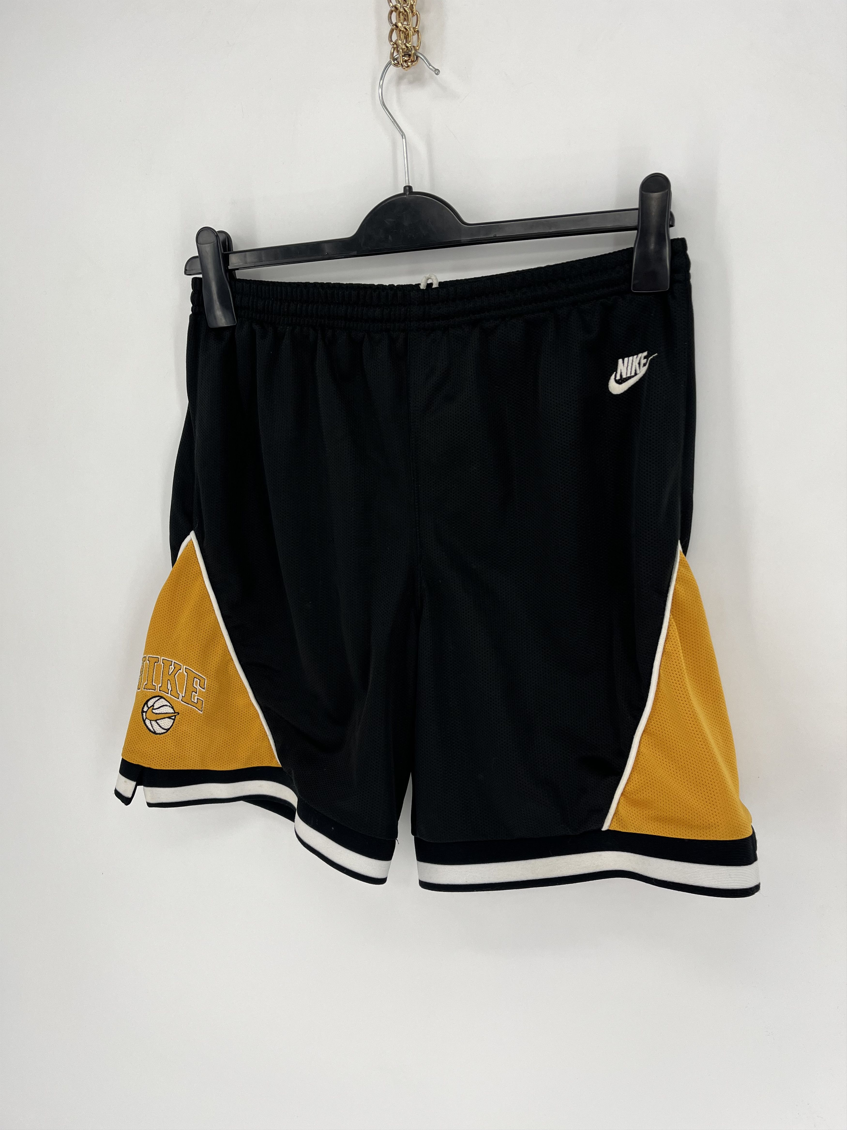 NBA × Nike × Vintage 90s Vintage Nike Black Nylon Mini Swoosh Shorts Travis Style Size US 30 / EU 46 - 3 Thumbnail