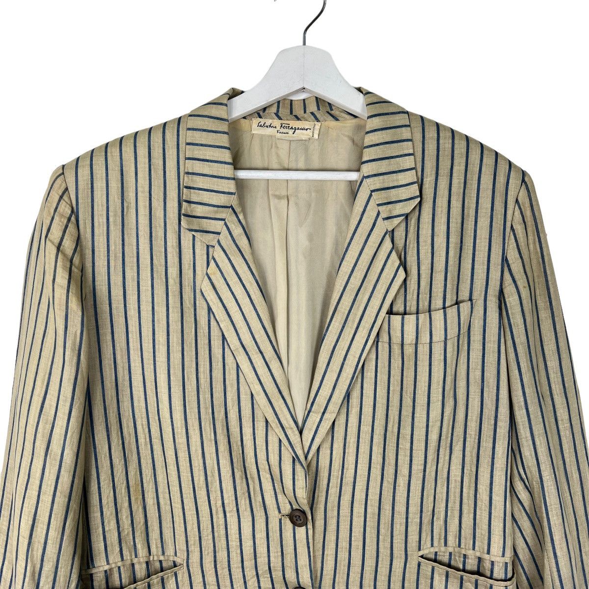 Salvatore Ferragamo 💥 1970s SALVATORE FERRAGAMO STRIPE BLAZER MADE IN ITALY Size US M / EU 48-50 / 2 - 3 Thumbnail