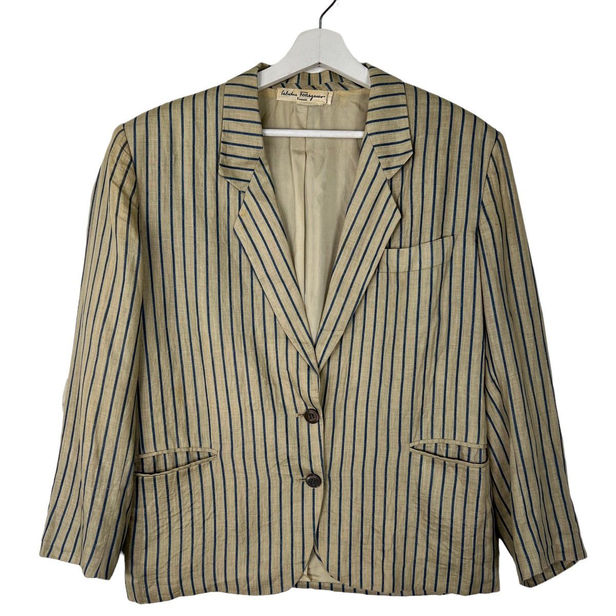 Salvatore Ferragamo 💥 1970s SALVATORE FERRAGAMO STRIPE BLAZER MADE IN ITALY Size US M / EU 48-50 / 2 - 1 Thumbnail