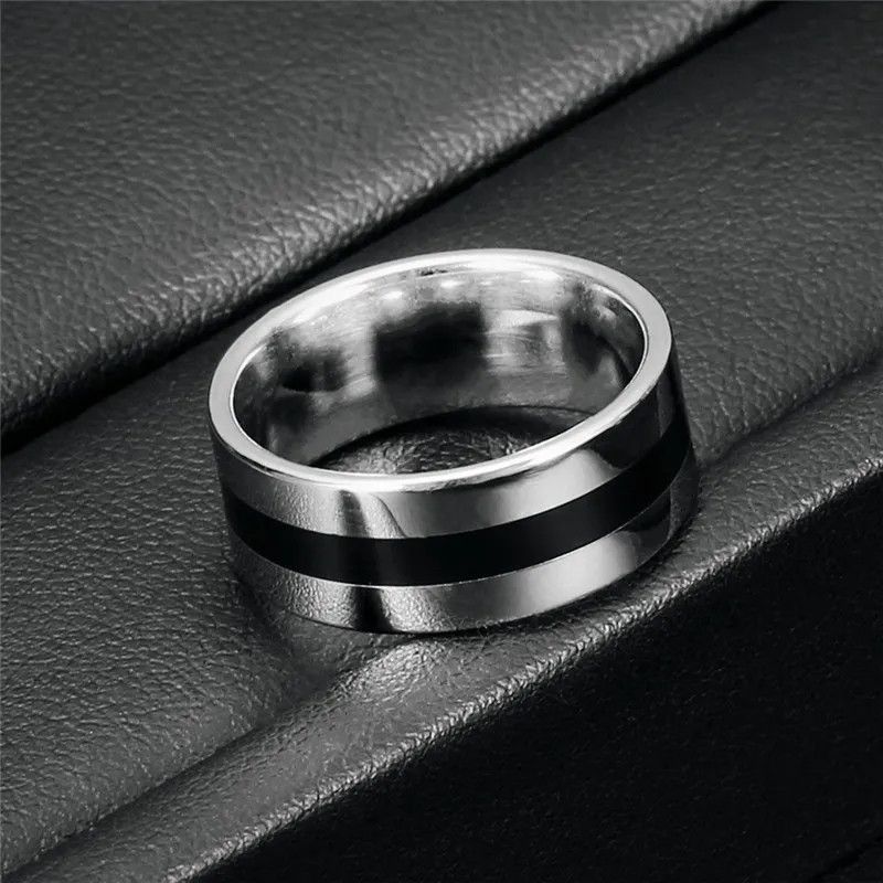 Jewelry 7MM Epoxy Stainless Steel Ring Size ONE SIZE - 4 Thumbnail