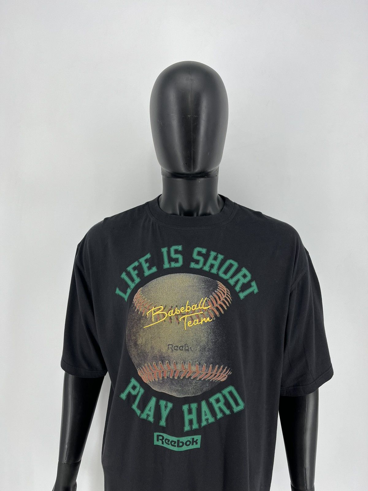 Reebok × Vintage Vintage 90s Reebok ‘baseball “Life is short Play Hard” Size US XL / EU 56 / 4 - 1 Thumbnail