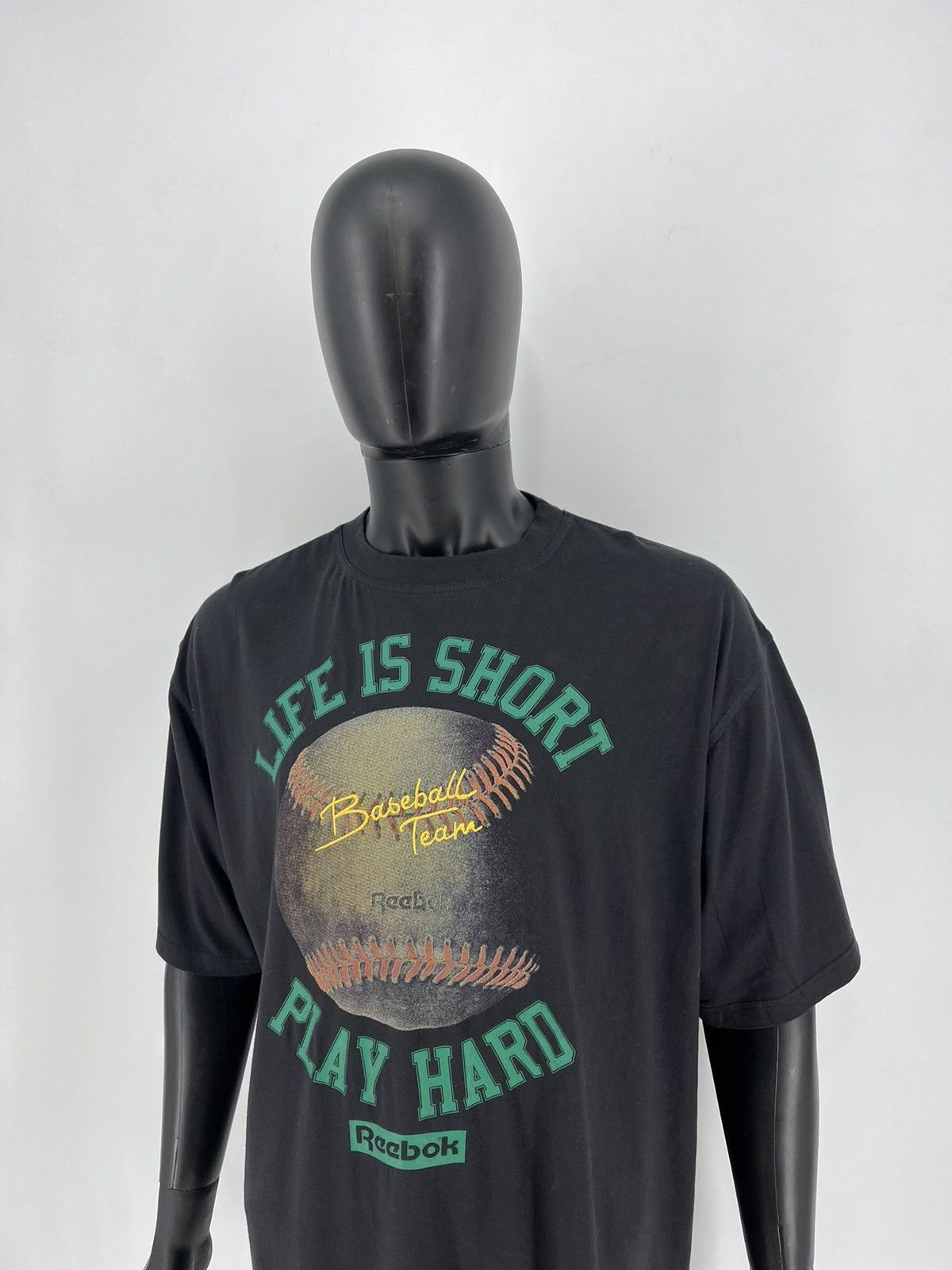 Reebok × Vintage Vintage 90s Reebok ‘baseball “Life is short Play Hard” Size US XL / EU 56 / 4 - 4 Thumbnail