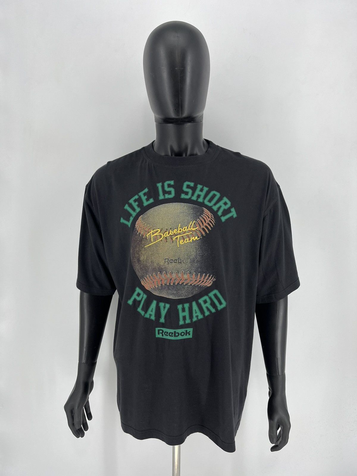 Reebok × Vintage Vintage 90s Reebok ‘baseball “Life is short Play Hard” Size US XL / EU 56 / 4 - 2 Thumbnail